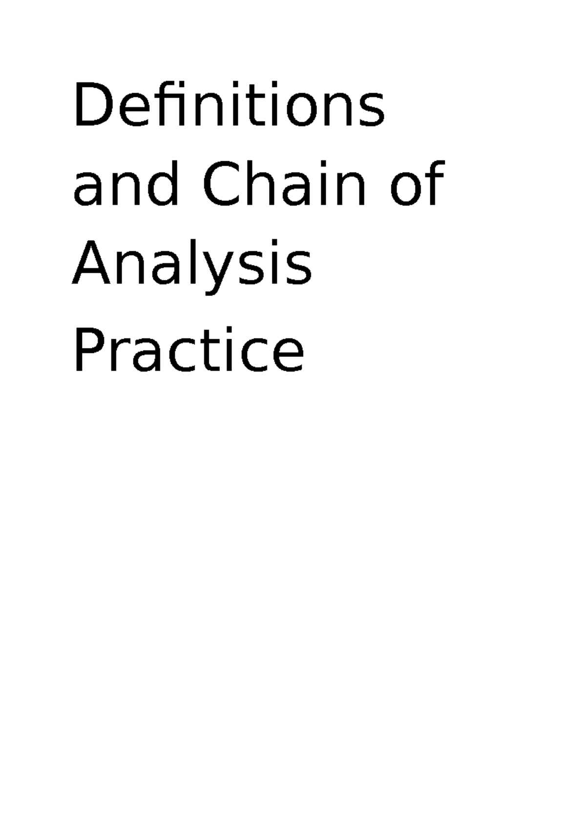 Definitions and Chain of Analysis Practice for Economics (ECO101) - Studocu