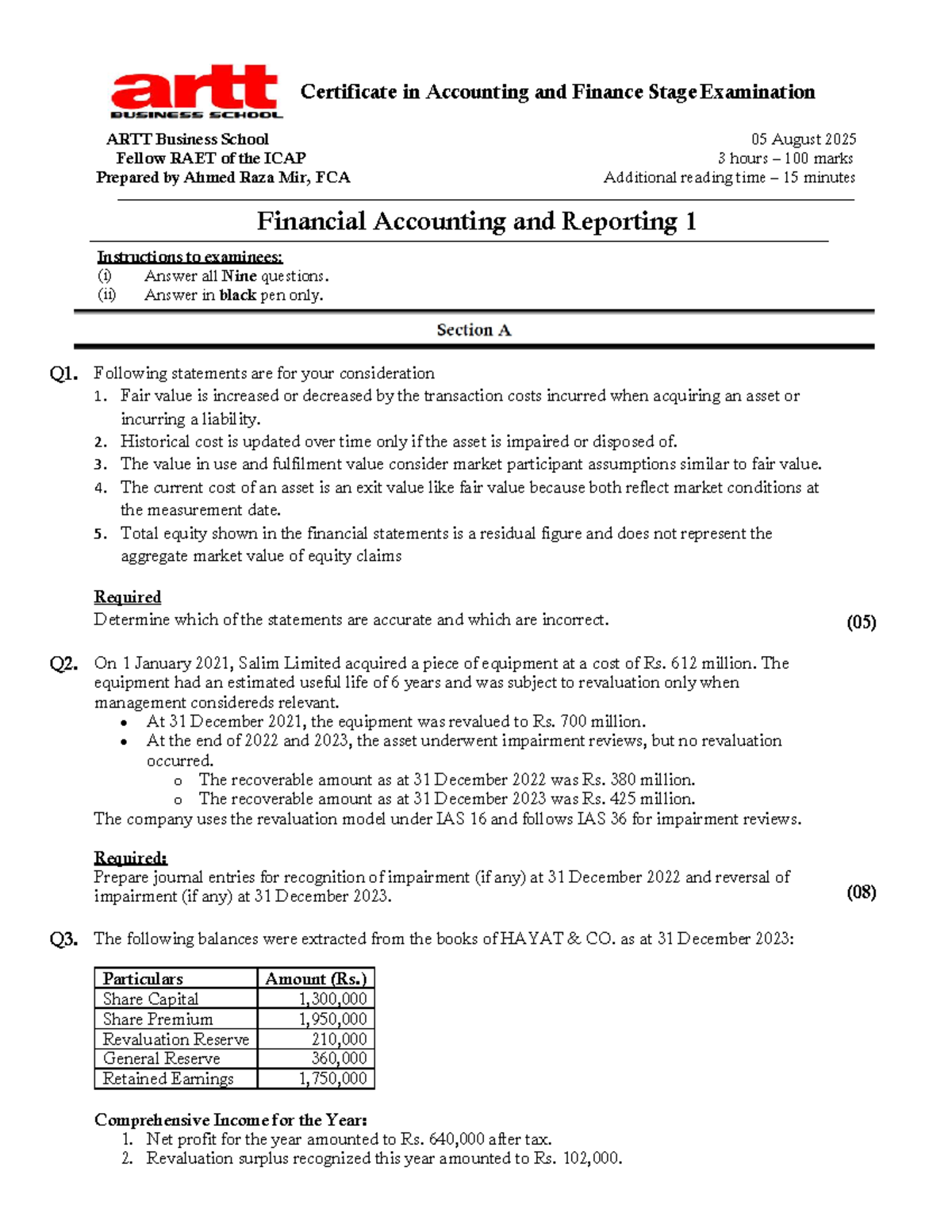 Grand Mock Exam 1 for Financial Accounting and Reporting FAR1 - Sept ...