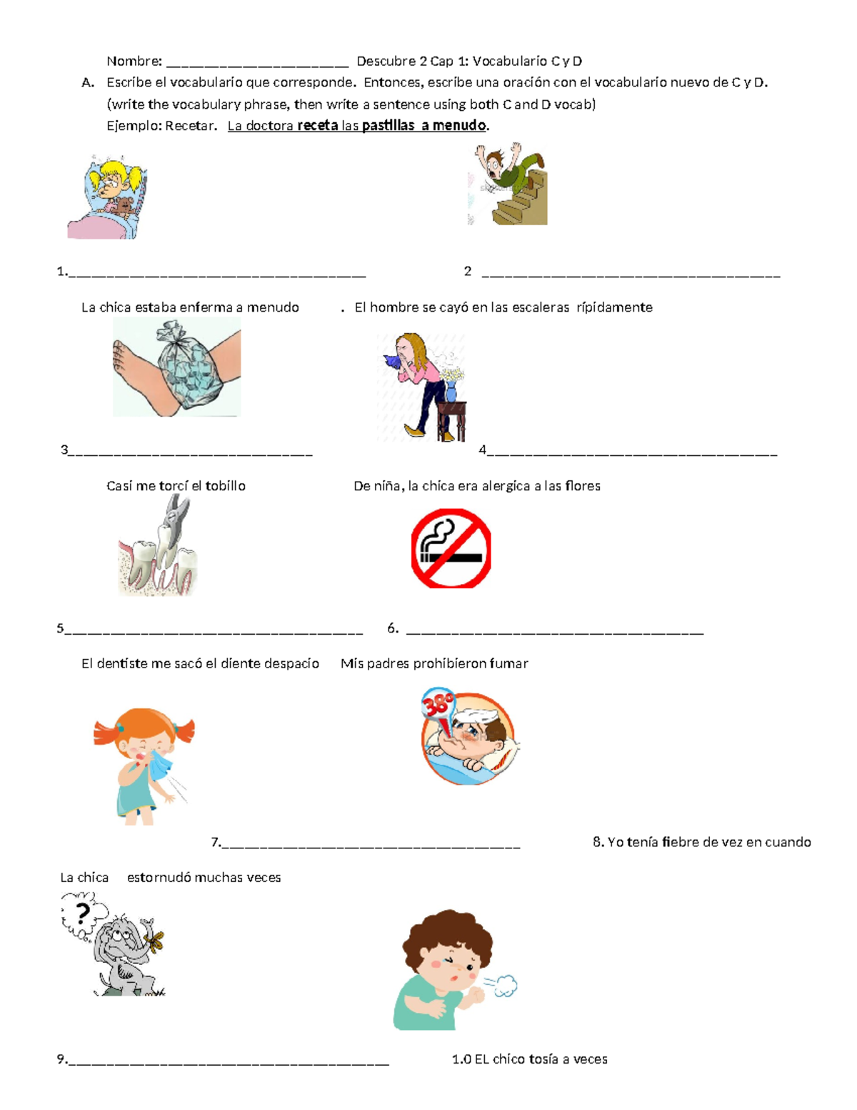 Descubre 2: Cap 1 Vocabulario C y D - Práctica y Ejemplos - Studocu