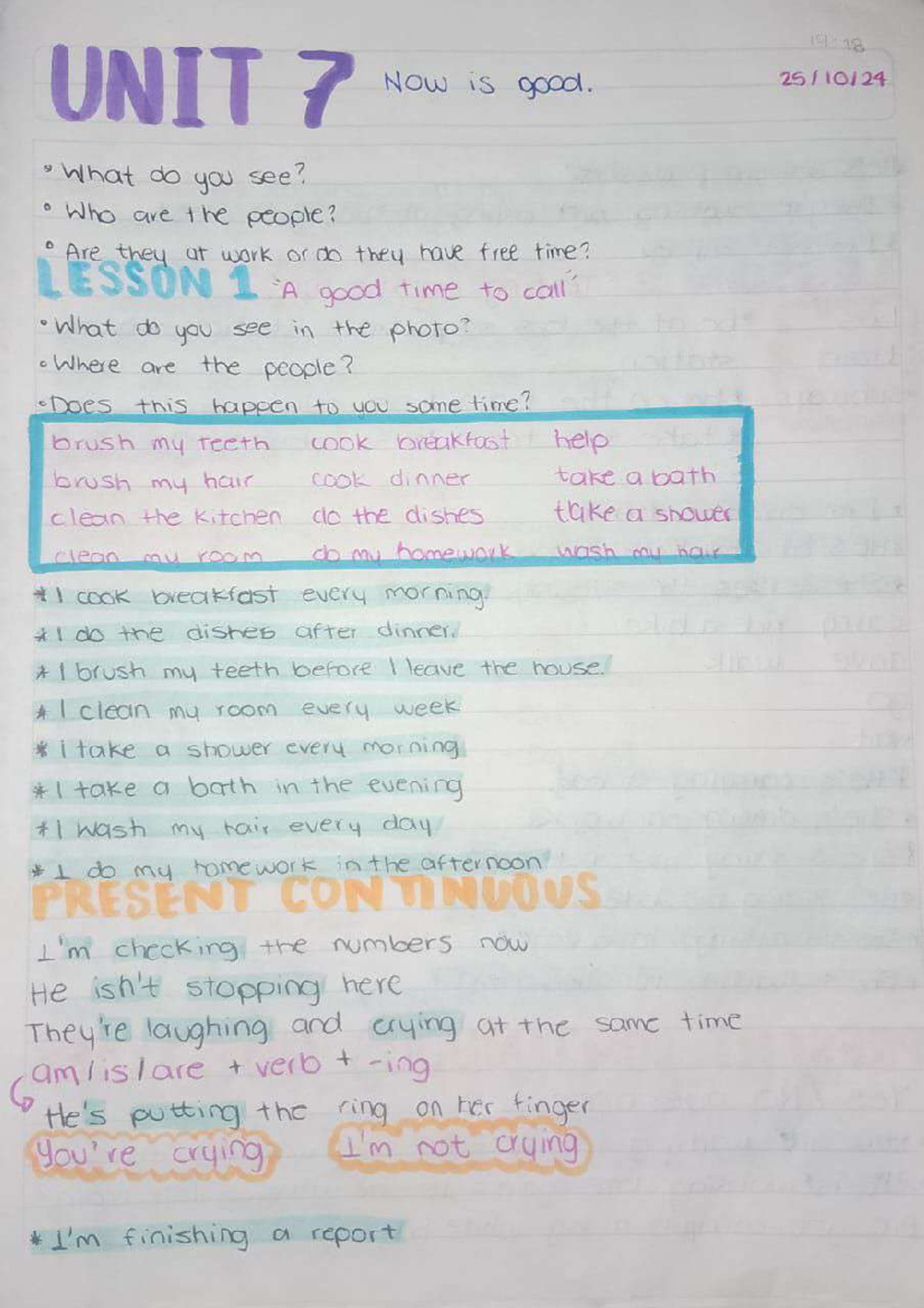 Unit 7 - Cambridge: Understanding Present Continuous and Daily Routines ...