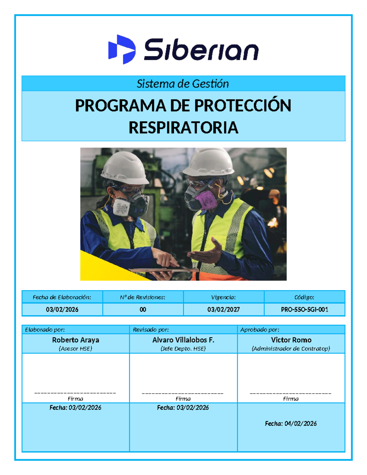 Programa de Protección Respiratoria - Minera Los Pelambres (Código: 00 ...