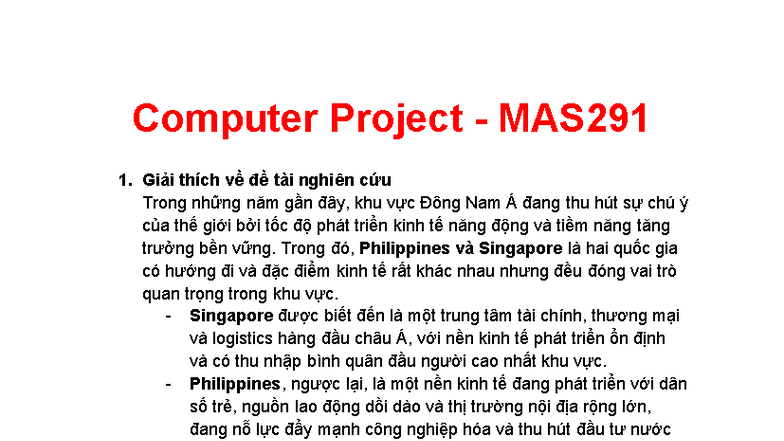 MAS291 - Computer Project: GDP Growth Analysis of Philippines ...