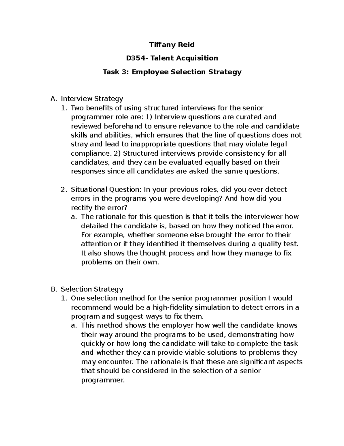 D354 Task 3-Tiffany Reid - Tiffany Reid D354- Talent Acquisition Task 3 ...