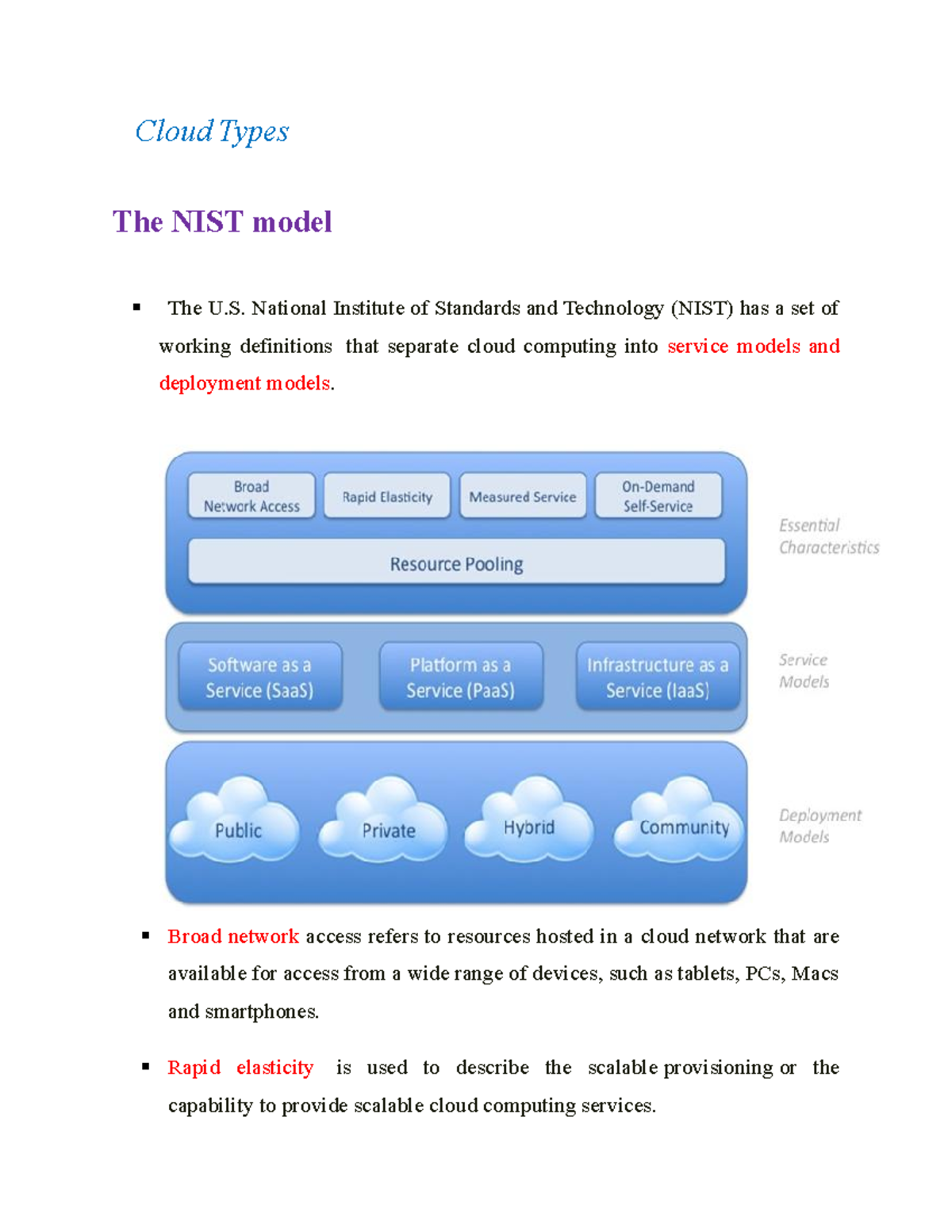 Cloud Types and Models: Understanding NIST & Cloud Cube Framework - Studocu