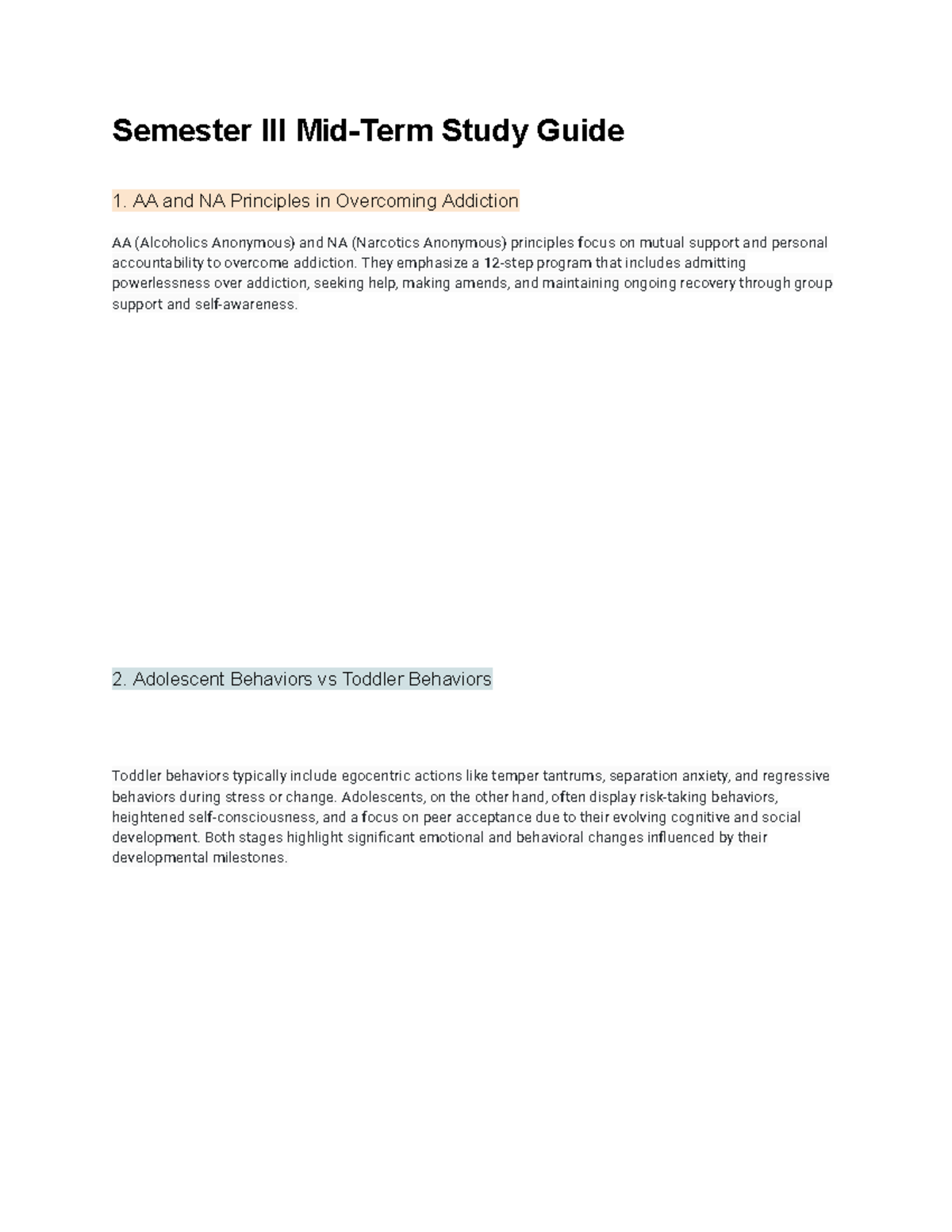 Semester III Mid-Term Study Guide - Studocu