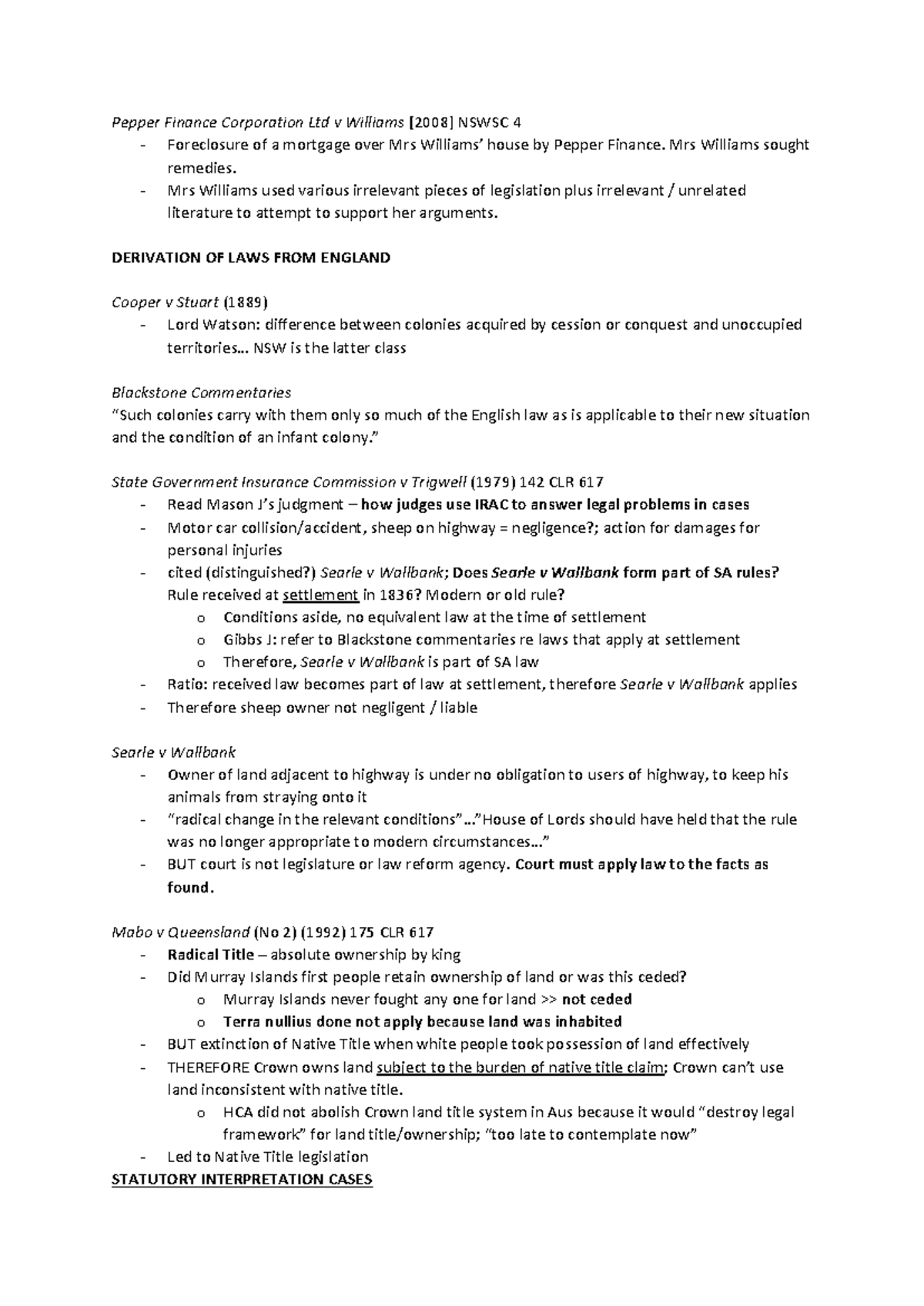 Case Law Analysis Notes LI: Key Precedents and Statutory Interpretation ...