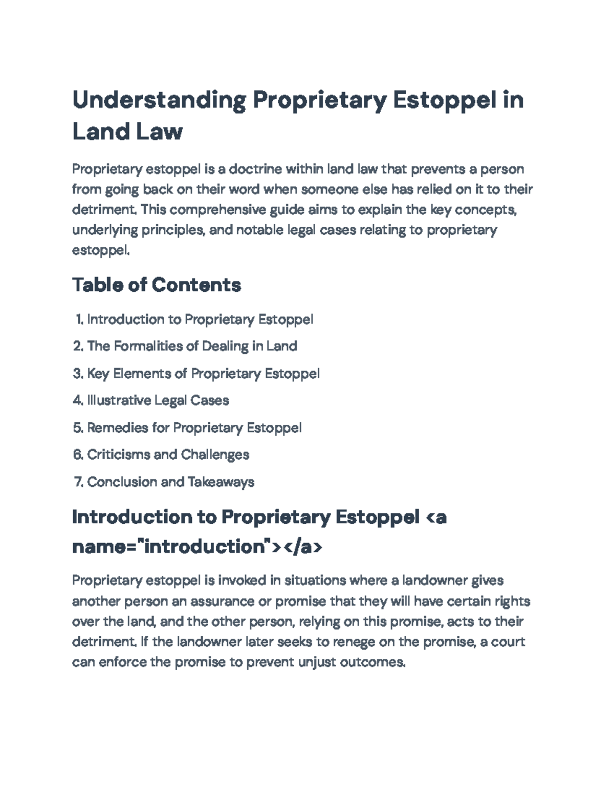 Proprietary Estoppel in Land Law: Essentials & Leading Cases Analysis ...