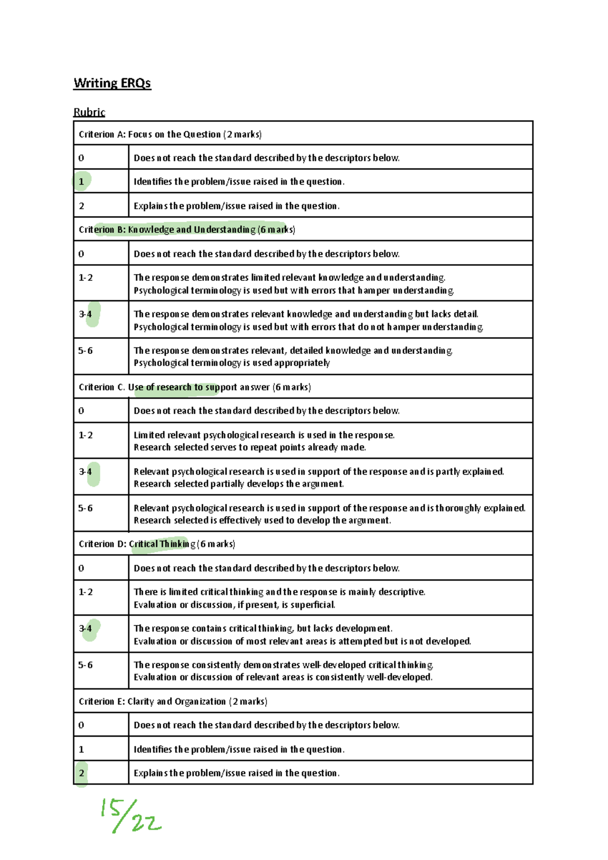 Exam Writing (ERQs) - Structure & Grading Criteria Guide - Studocu