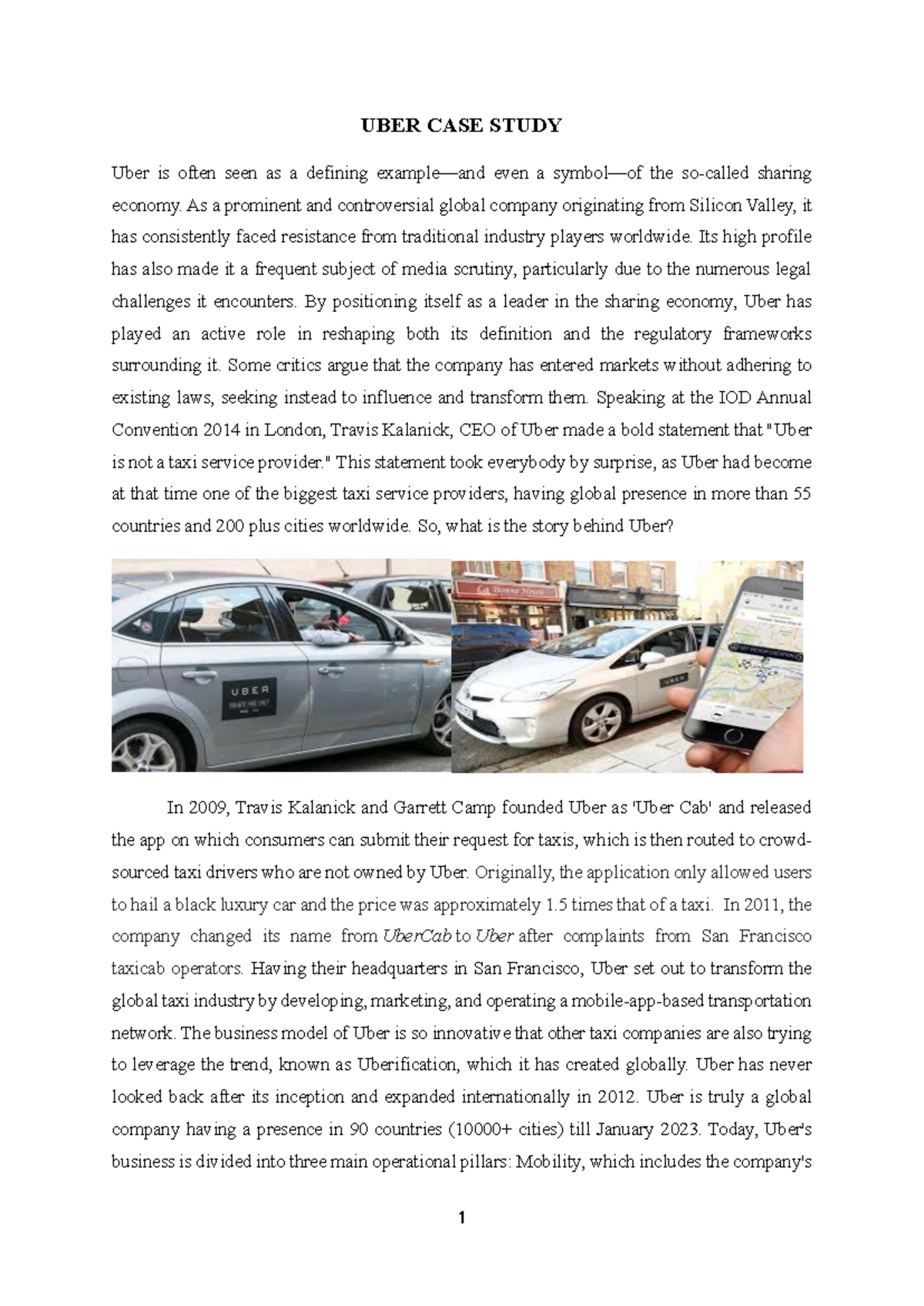 UBER CASE STUDY: Transforming the Global Taxi Industry - Studocu