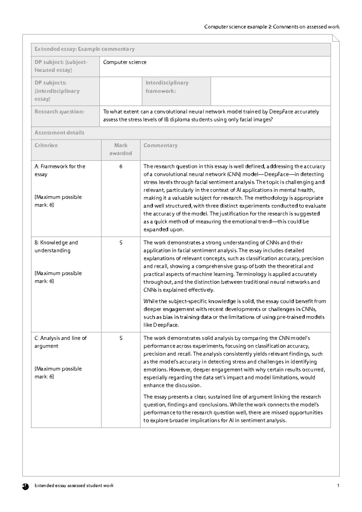 EE Computer Science Example 02: Commentary on Assessed Work - Studocu