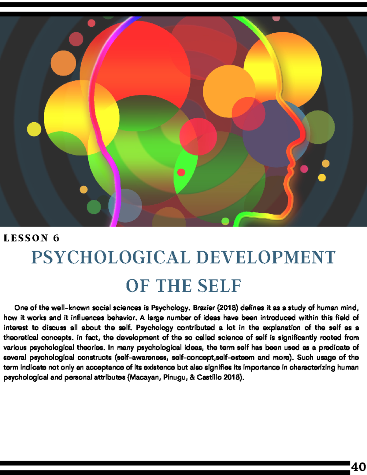 UNIT I Lesson 6-8 Understanding the self - PSYCHOLOGICAL DEVELOPMENT OF ...