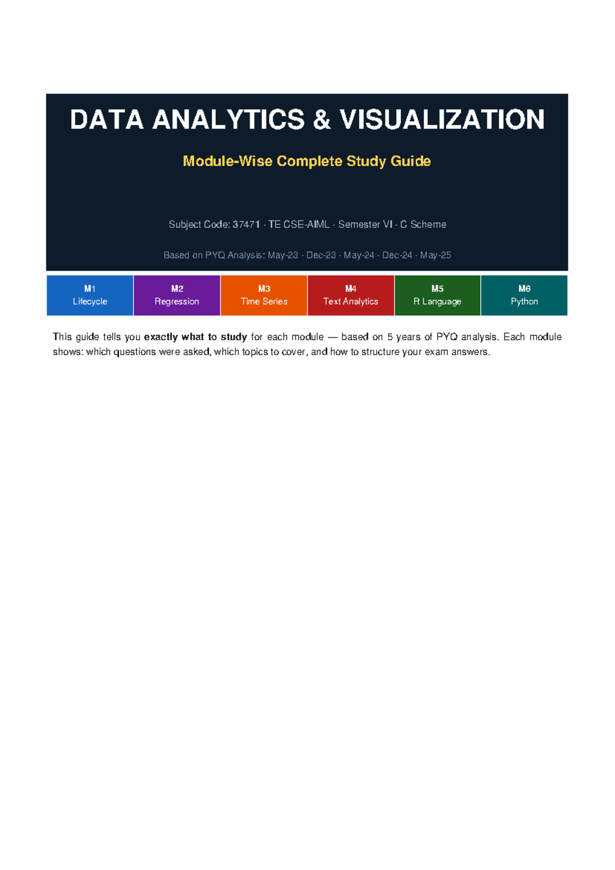 DAAV 37471 Complete Study Guide: Data Analytics Modules Overview - Studocu
