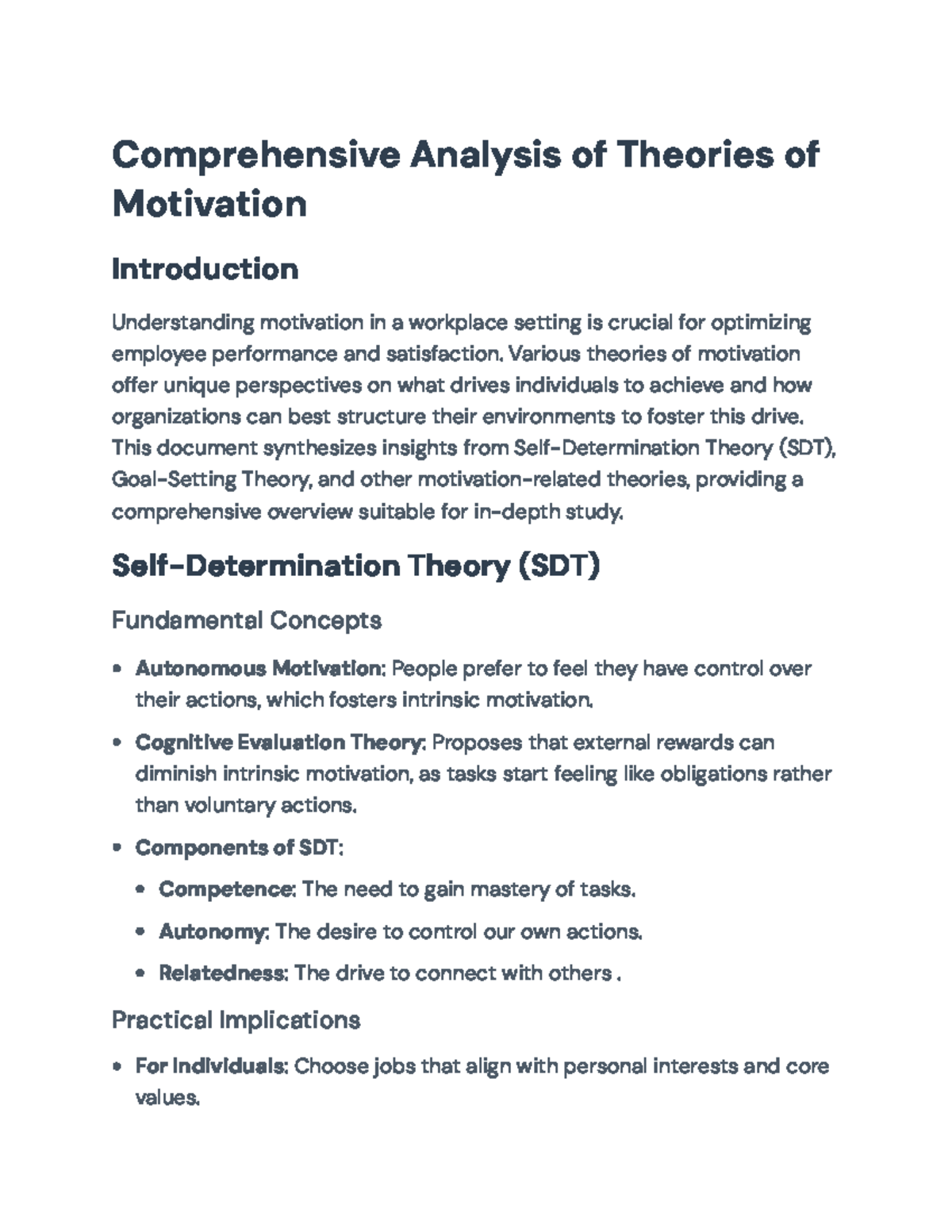 Comprehensive Analysis of Motivation Theories in the Workplace ...