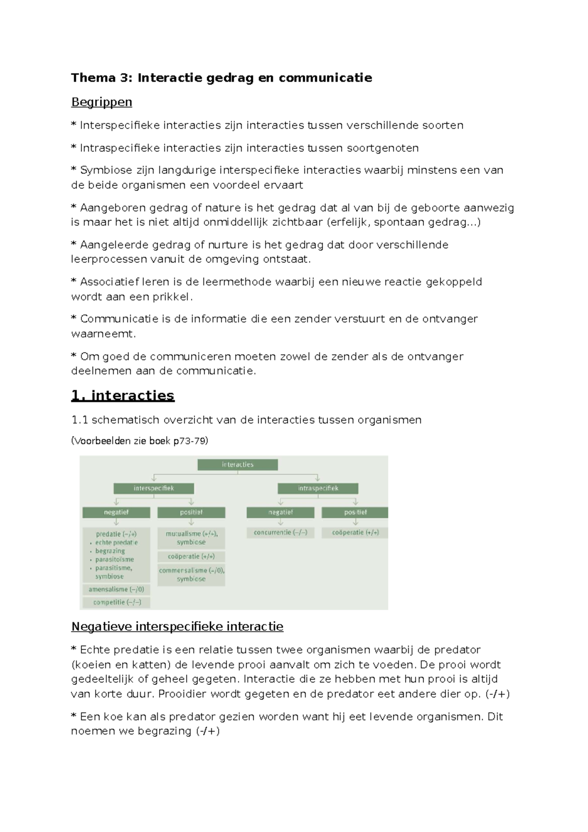 Bio; Thema 3: Interactie Gedrag en Communicatie - Begrippen en ...