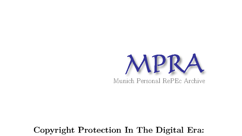 MPRA 8253: Copyright Protection in the Digital Era - A Malaysian Study ...