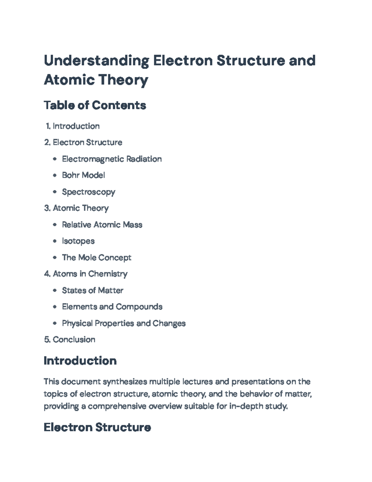 Comprehensive Overview of Electron Structure & Atomic Theory ...