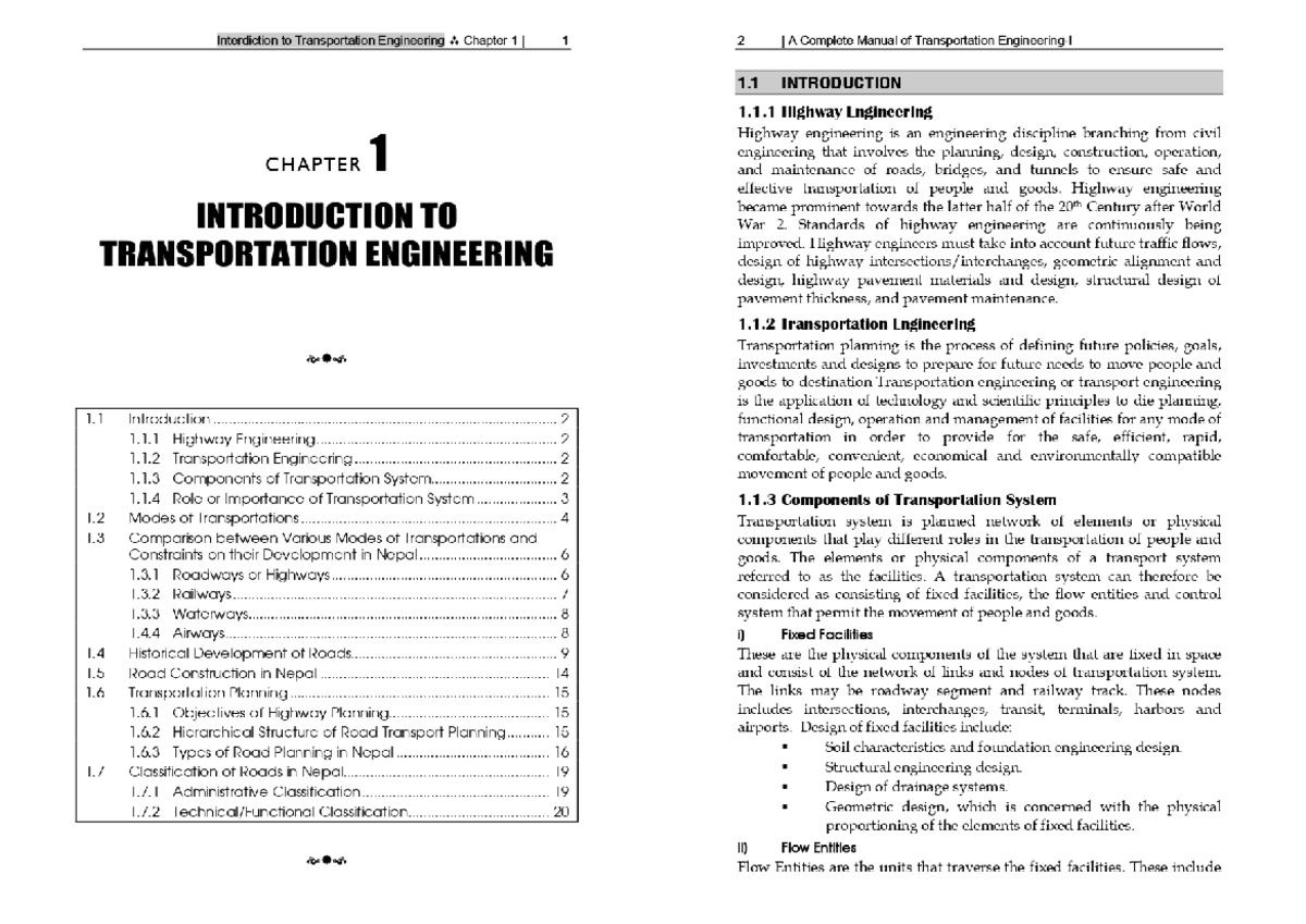 Interdiction to Transportation Engineering A Chapter 1 Overview and Key ...