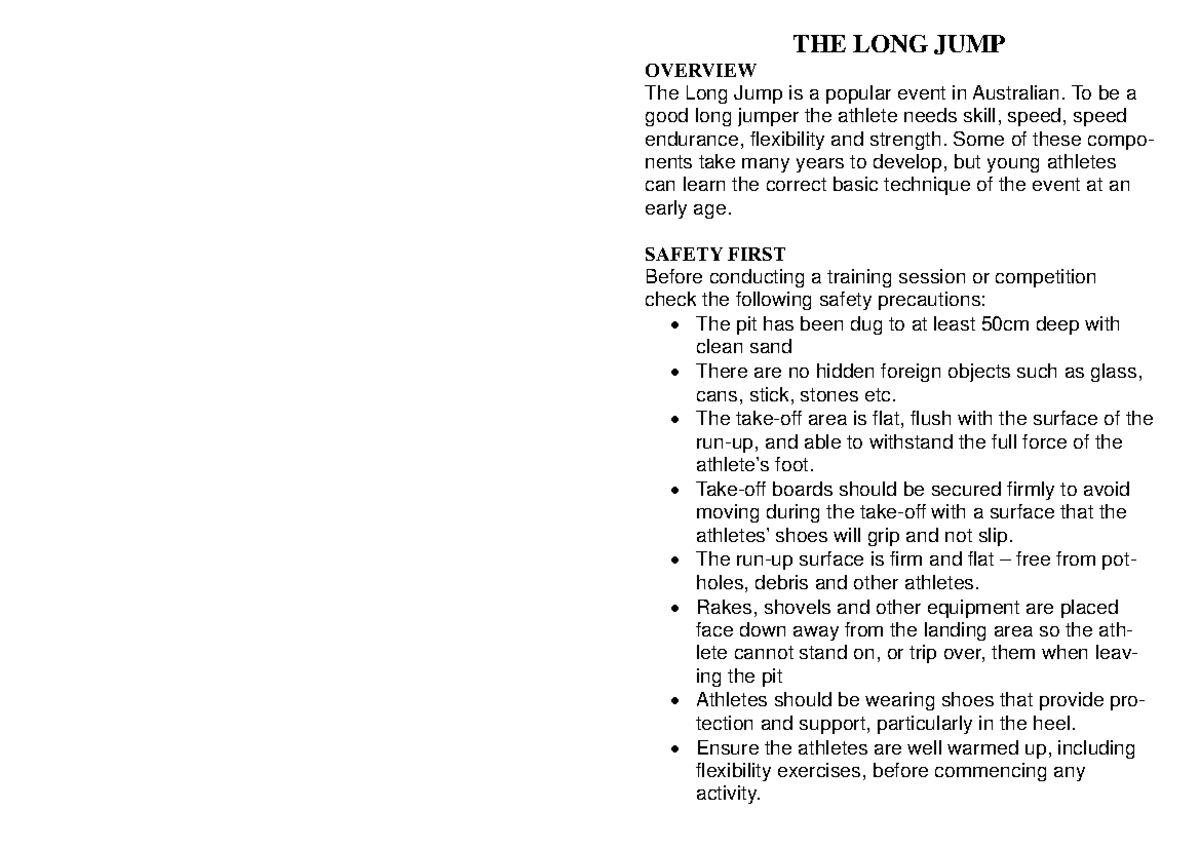 Long Jump Overview: Techniques, Safety, and Rules (22721) - Studocu
