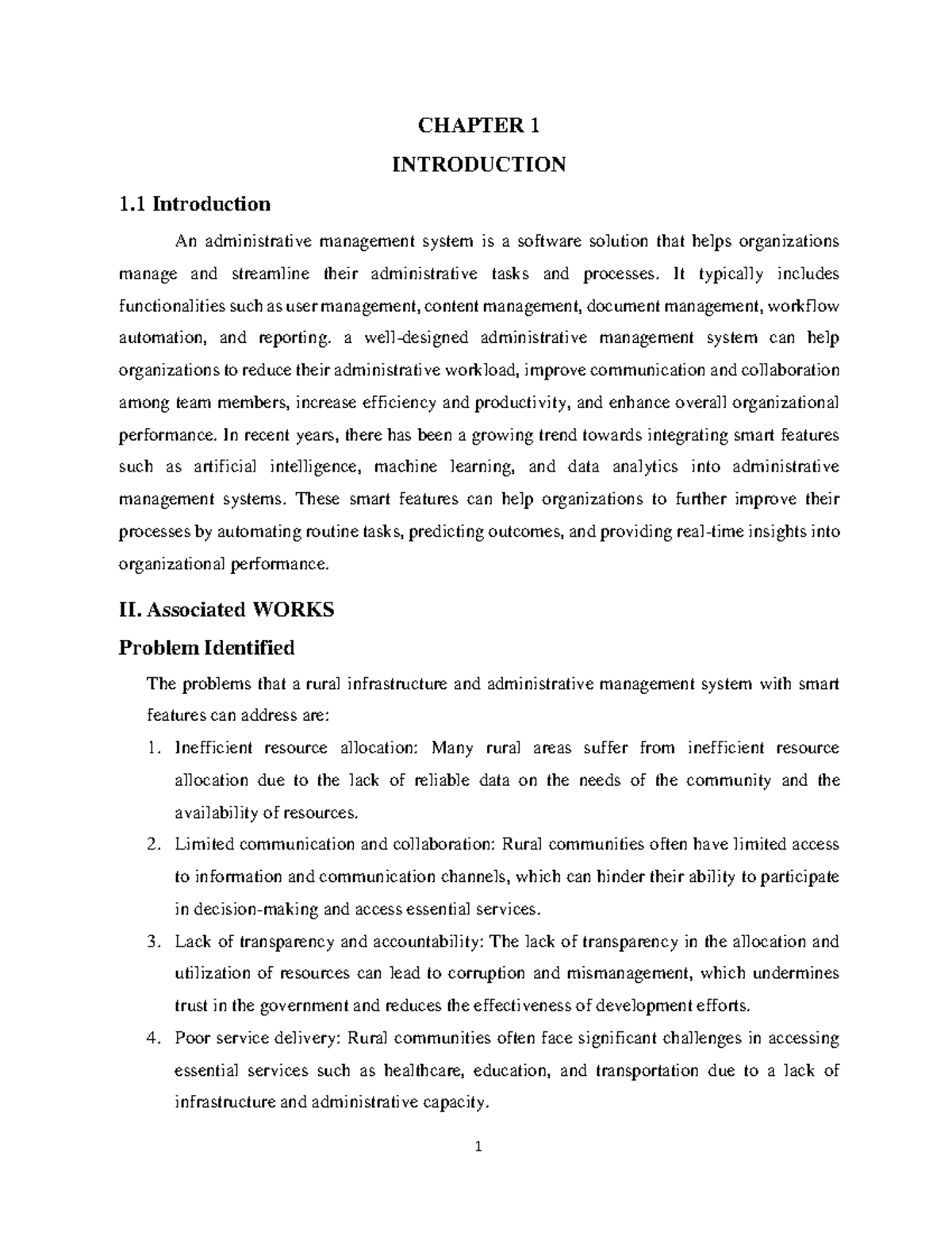 RURAL INFRASTRUCTURE & ADMIN MANAGEMENT SYSTEM: CHAPTER 1 OVERVIEW ...