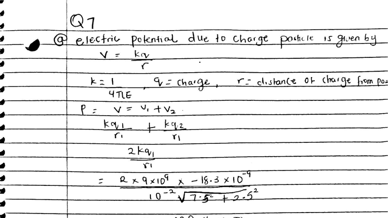 Dec 1, Doc 1 - Lab book - Q7 a electric potential due to charge ...