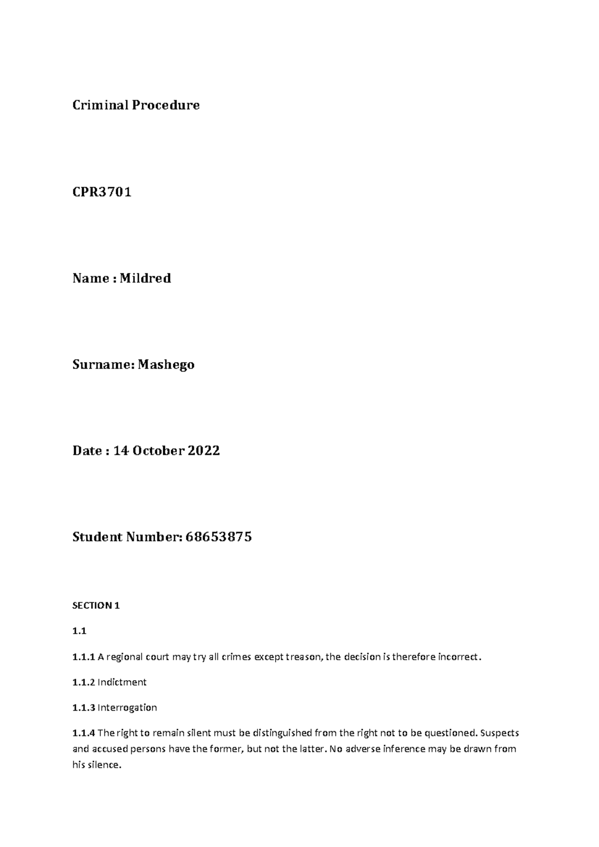 CPR3701 Final Exam Study Notes - Criminal Procedure Overview 2022 - Studocu