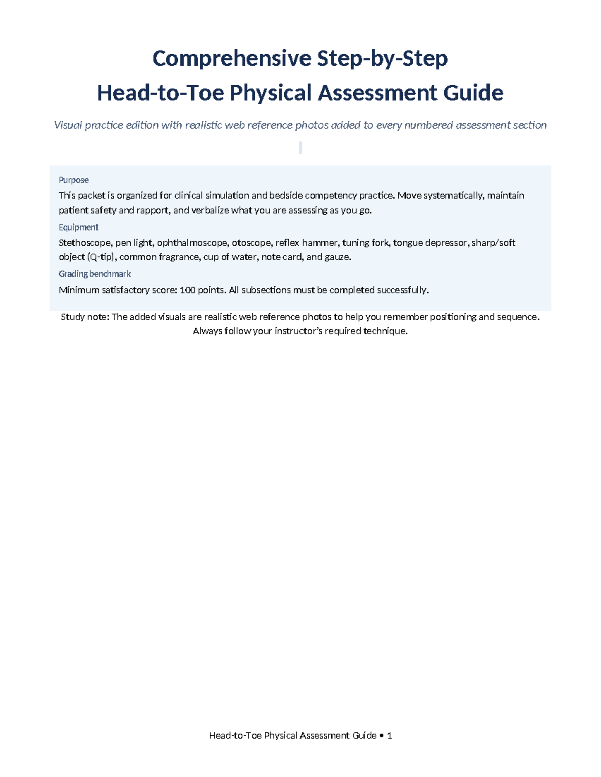 Head to Toe Physical Assessment Guide (Clinical Simulation Edition ...