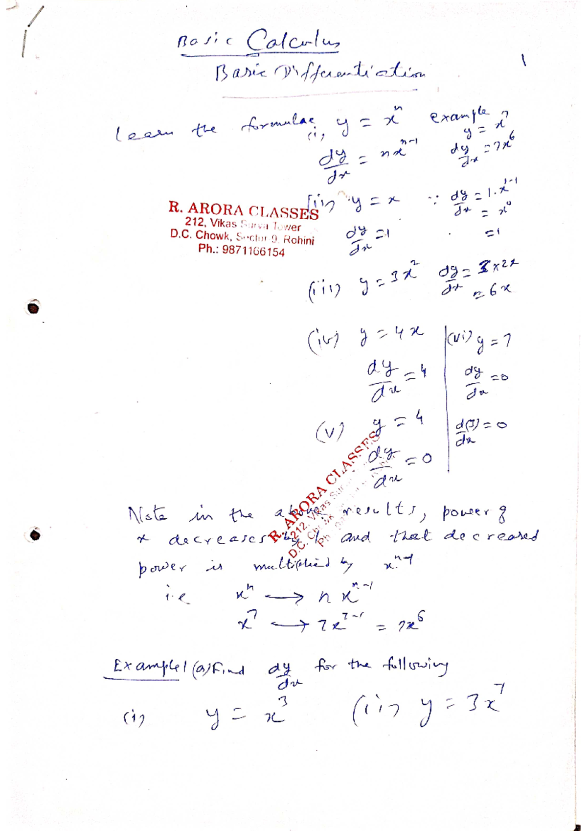 Basic Calculus Differentiation Notes - CCB5555 - Studocu