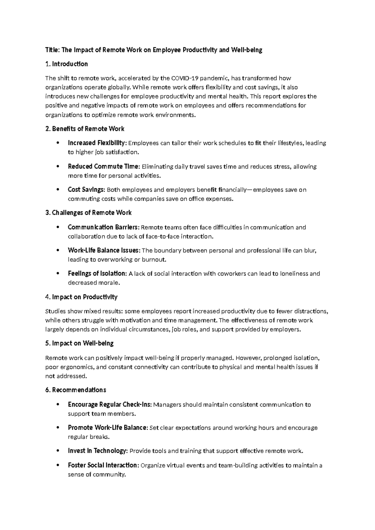 Title: The Impact of Remote Work on Employee Productivity: A Study ...