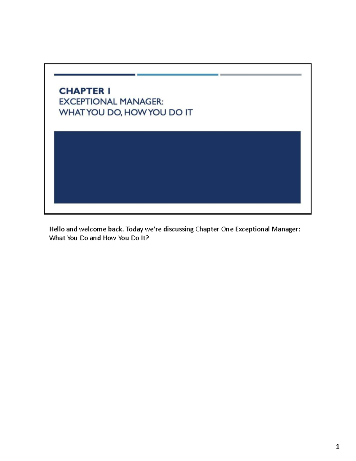 Chapter 1: Exceptional Manager - Principles & Challenges of Mgmt - Studocu