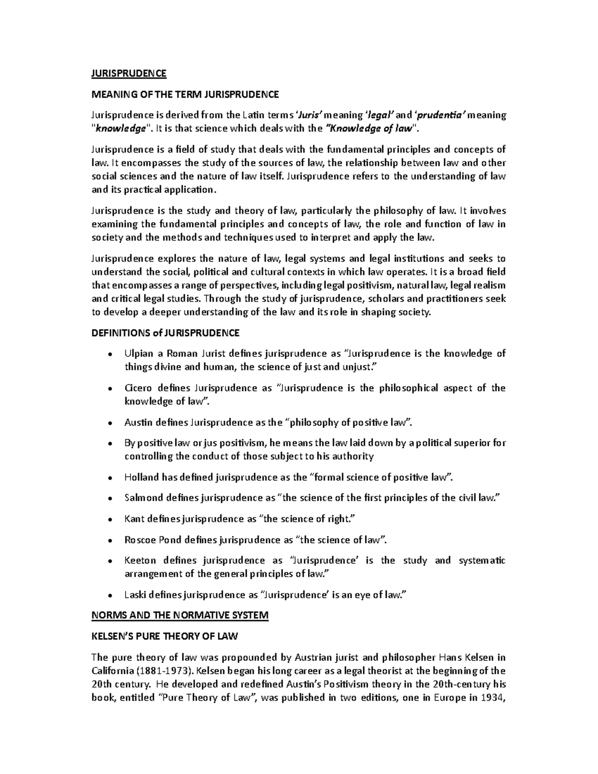 JUR 101: Module 1 Jurisprudence Legal Notes and Concepts - Studocu