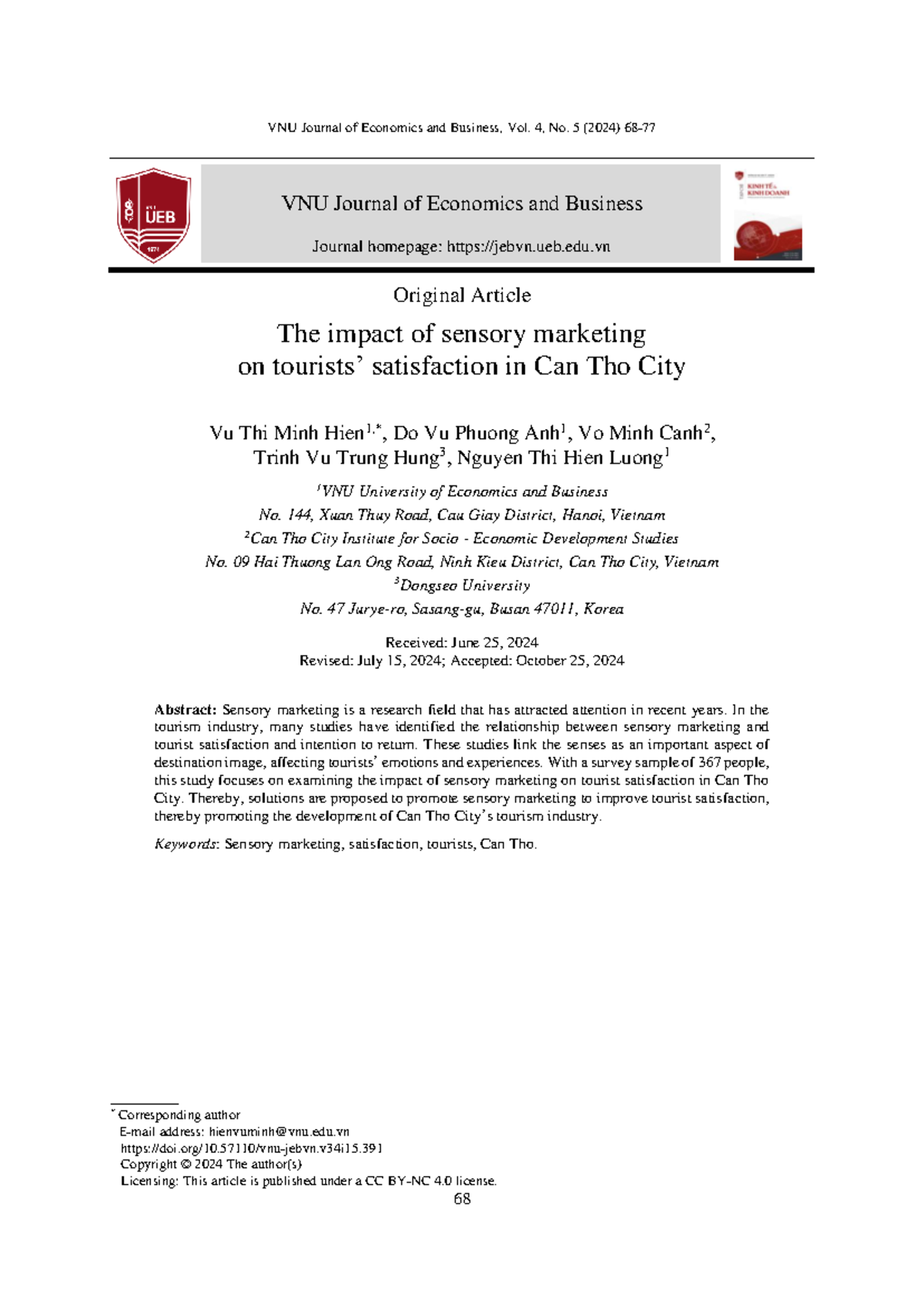 8 391 Vu+Thi+Minh+Hien 68 77 - VNU Journal of Economics and Business ...