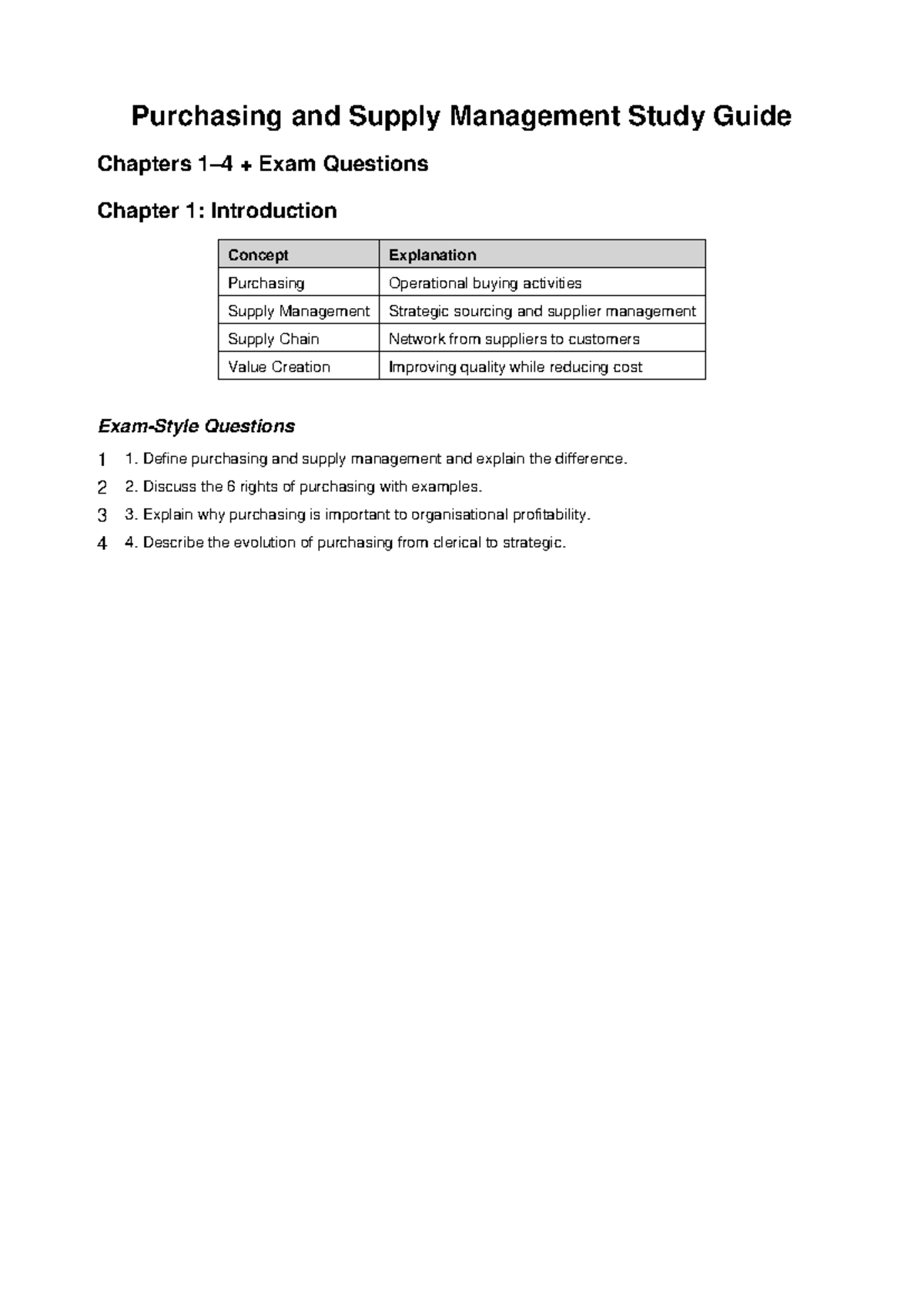 Purchasing and Supply Management Study Guide: Exam Questions - Studocu