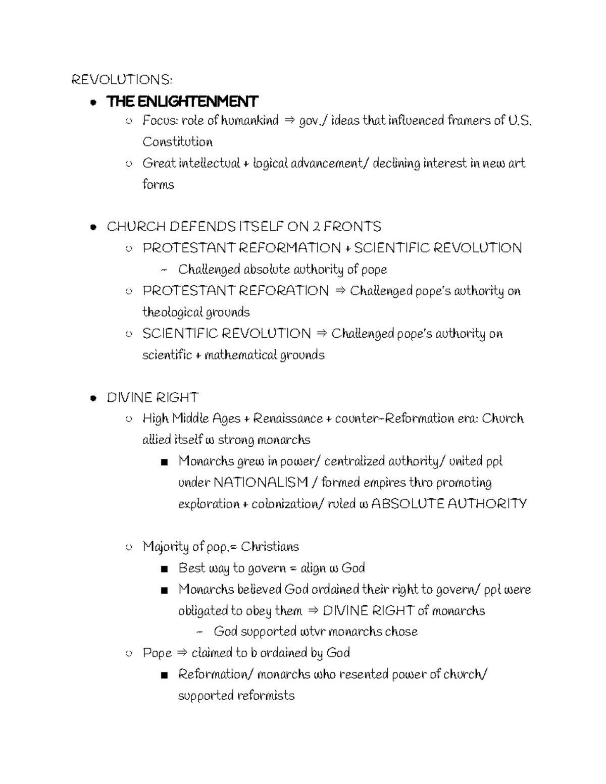 AP World History Study: Revolutions and Enlightenment Influences - Studocu