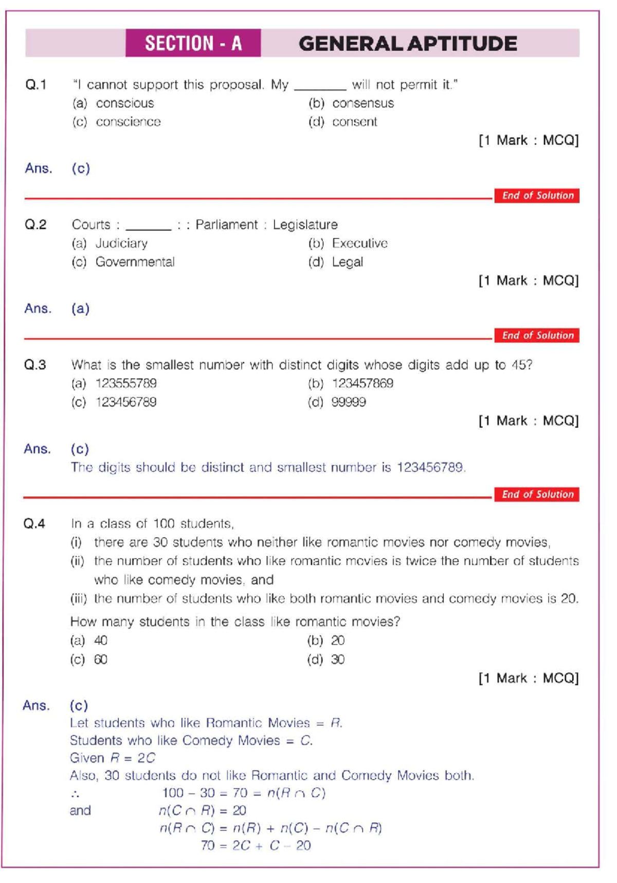 Mock 2023 - General Aptitude & Technical Questions Solutions - Studocu