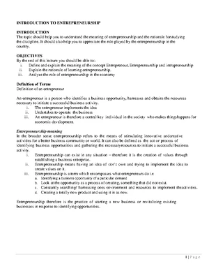WEEK 1 Class Notes Introduction TO IF - INTRODUCTION TO INTERNATIONAL ...