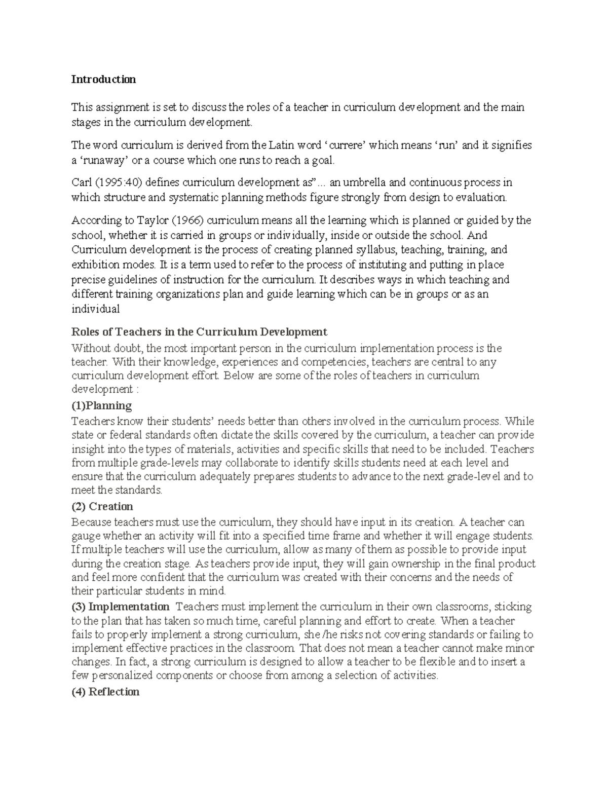 Research Proposal: The Role of Teachers in Curriculum Development - Studocu