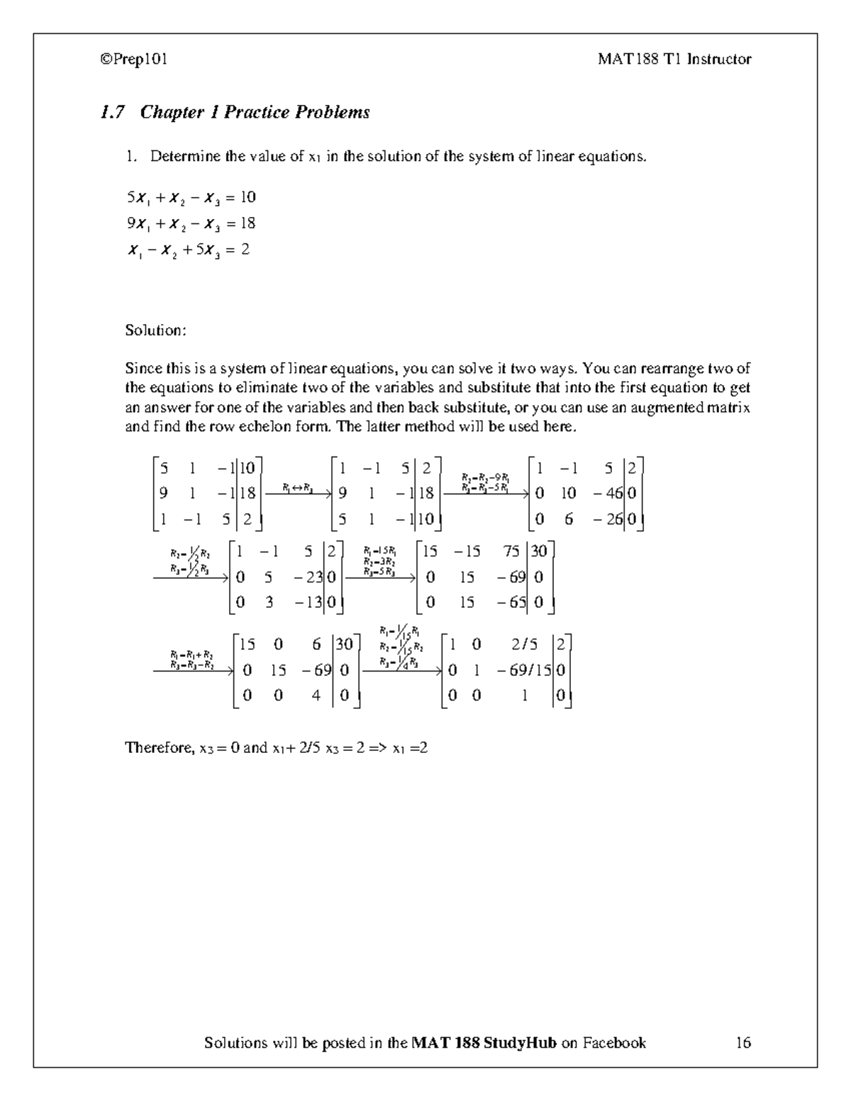 Test 1 10 January 2019, questions and answers - 1 Chapter 1 Practice ...