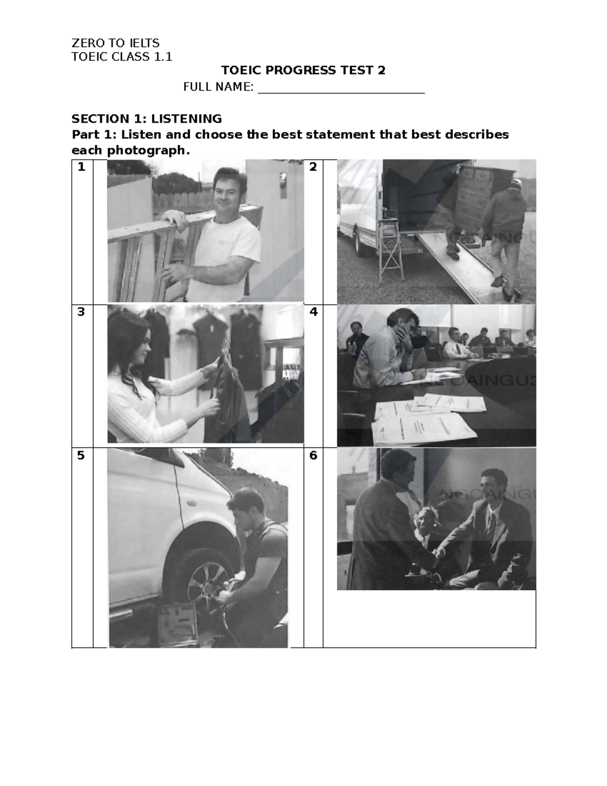 TOEIC Progress Test 2 - Listening & Reading Sections Homework 1 - Studocu