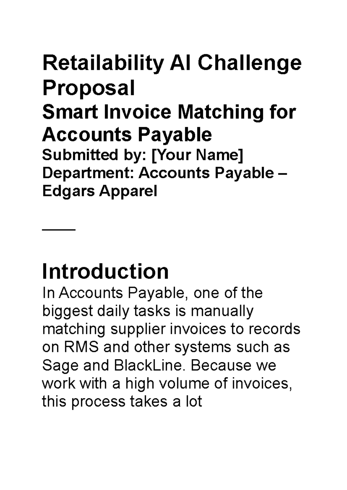 Retailability AI Challenge Proposal: Smart Invoice Matching for AP ...