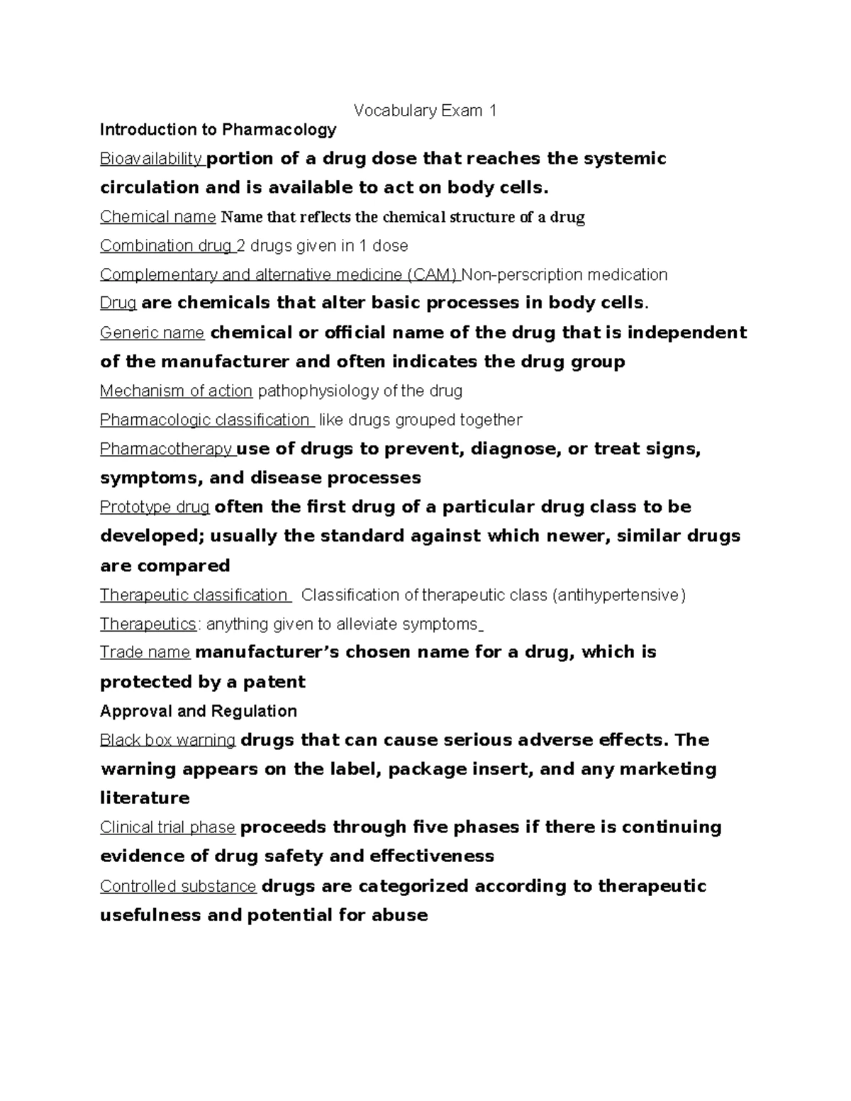 Exam 1 Study Guide 2025 - Pharmacology Essentials - Studocu