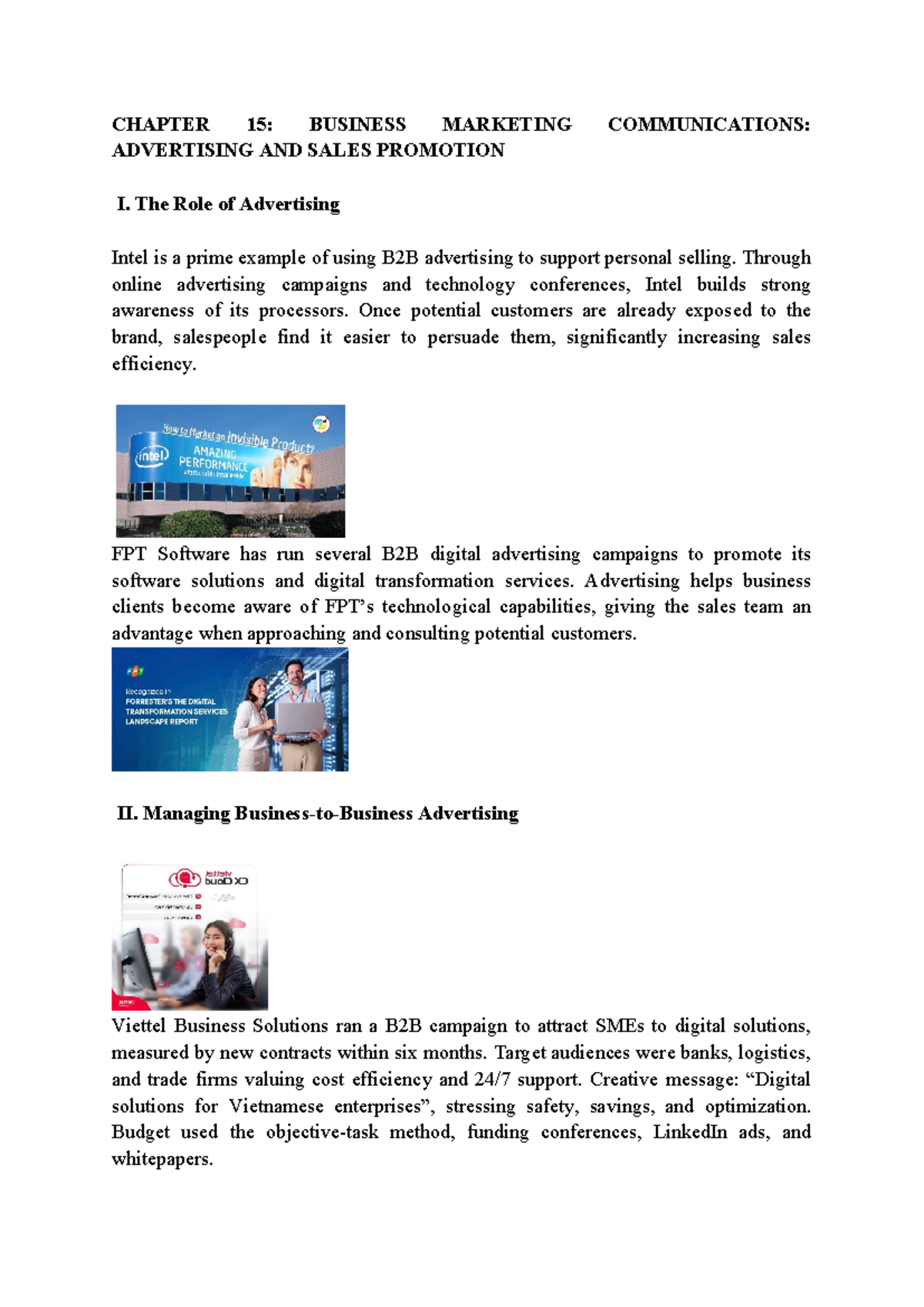 CHAPTER 15-16: BUSINESS MARKETING ADVERTISING & SALES PROMOTION ...