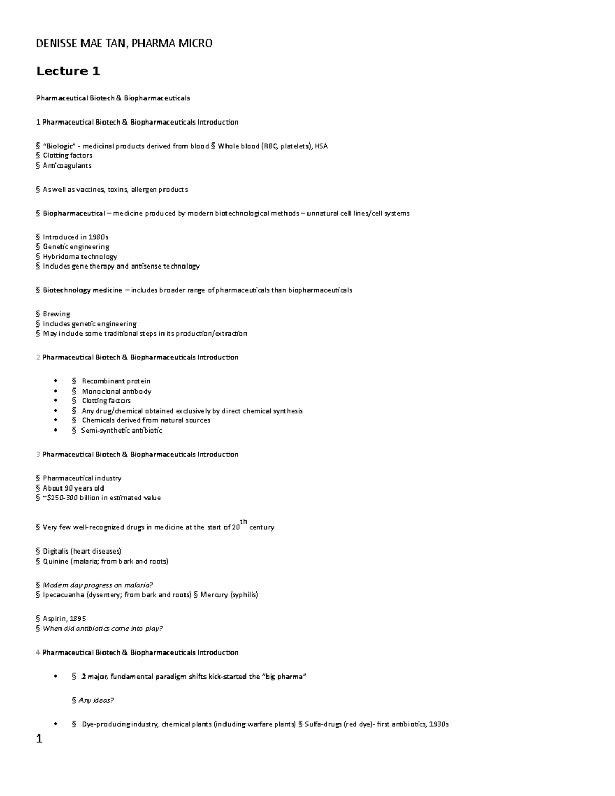 Document 1 - summarize lecture notes with side note - DENISSE MAE TAN ...