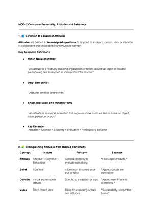 Consumer Psychology Module 1: Understanding Consumer Behavior and - Studocu