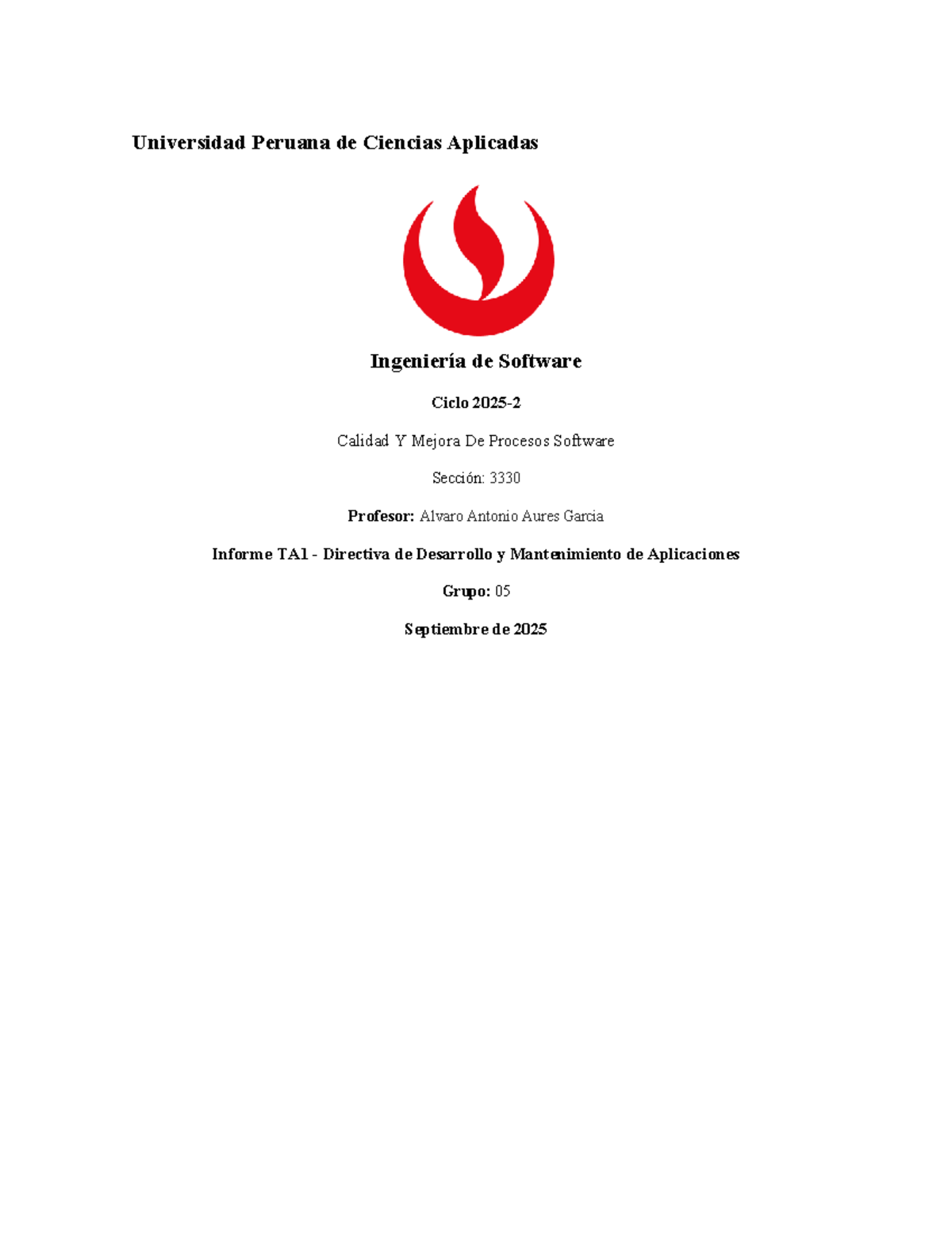 Informe TA1: Directiva de Desarrollo y Mantenimiento de Aplicaciones ...