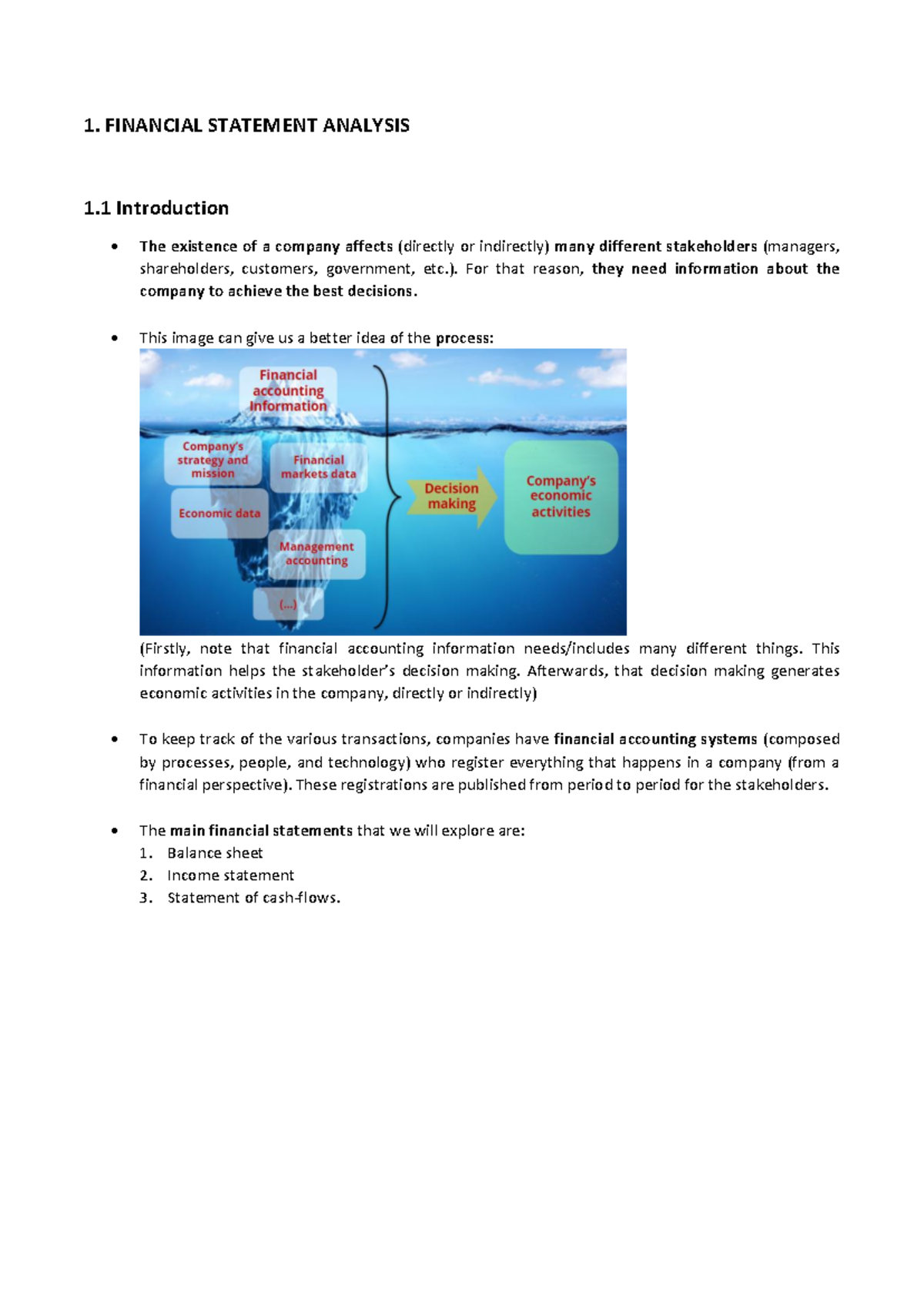 Comprehensive Financial Statement Analysis for Course Code: FIN 101 ...