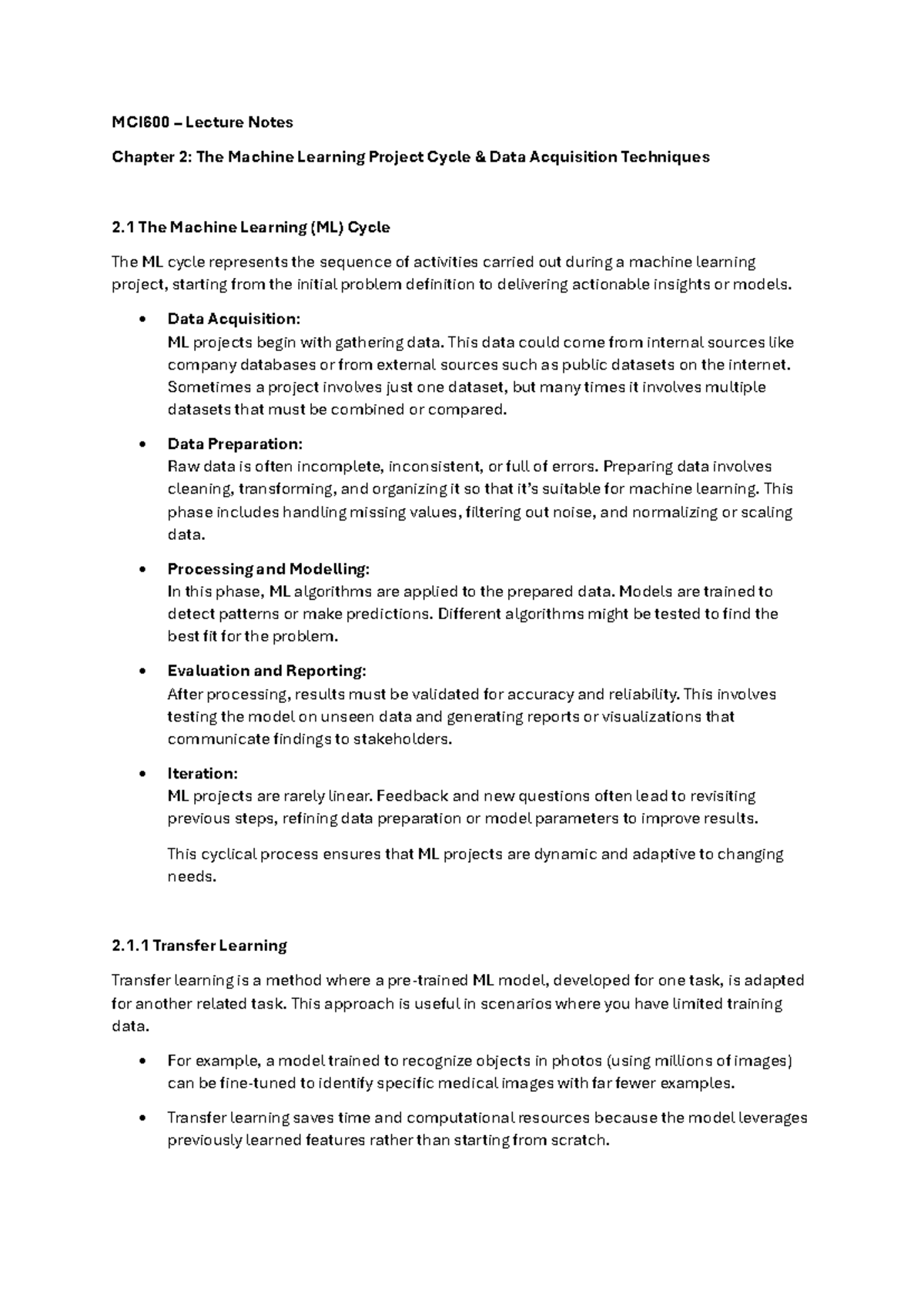 MCI600 Lecture Notes: Chapter 2 - The Machine Learning Project Cycle ...