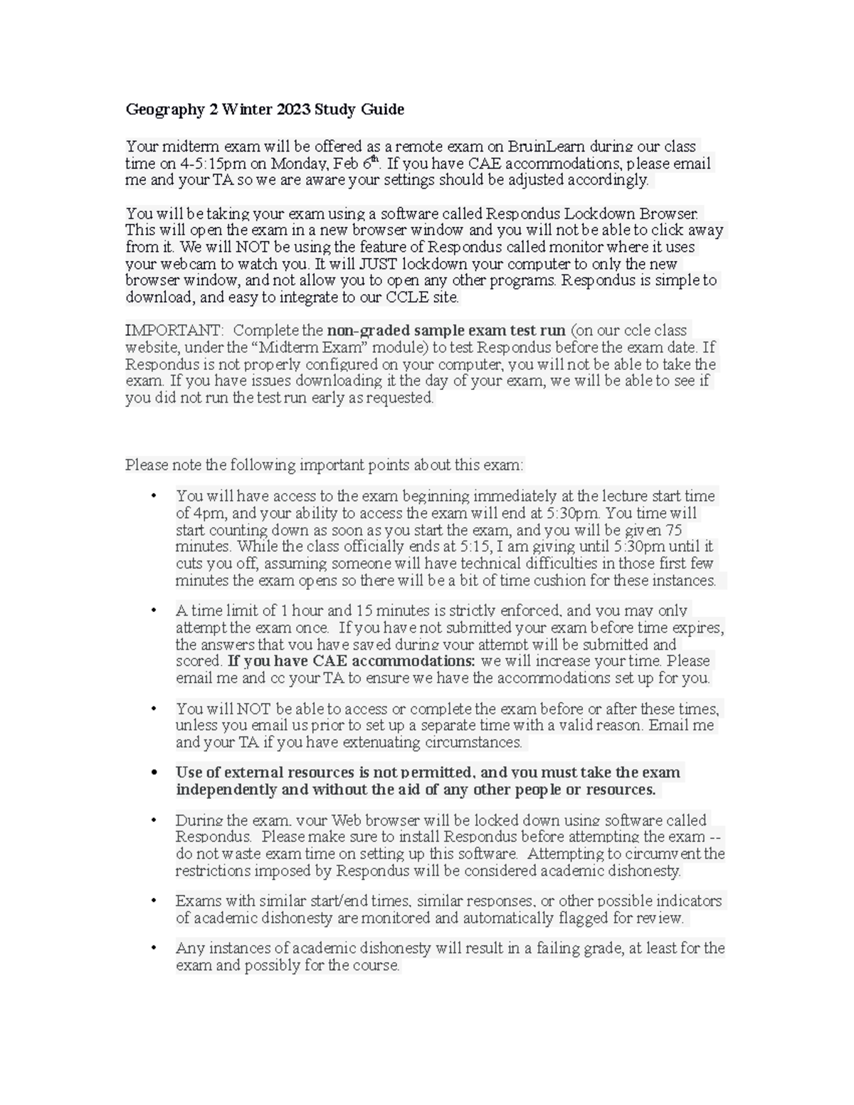 Geog 2 Midterm Study Guide for Winter 2023 Exam Preparation - Studocu