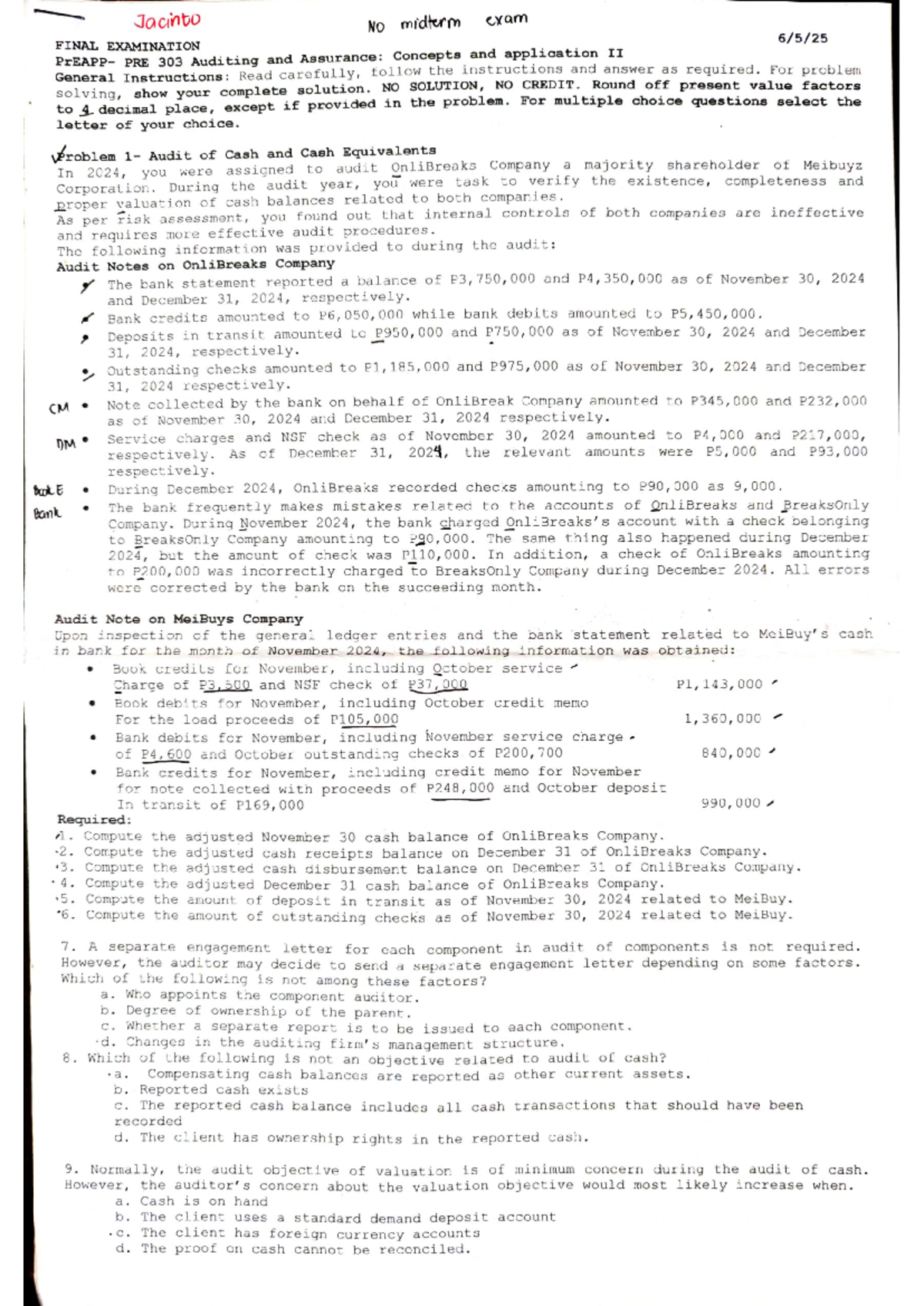 Auditing Application 2: Final Exam Review - PRE 303 - Studocu