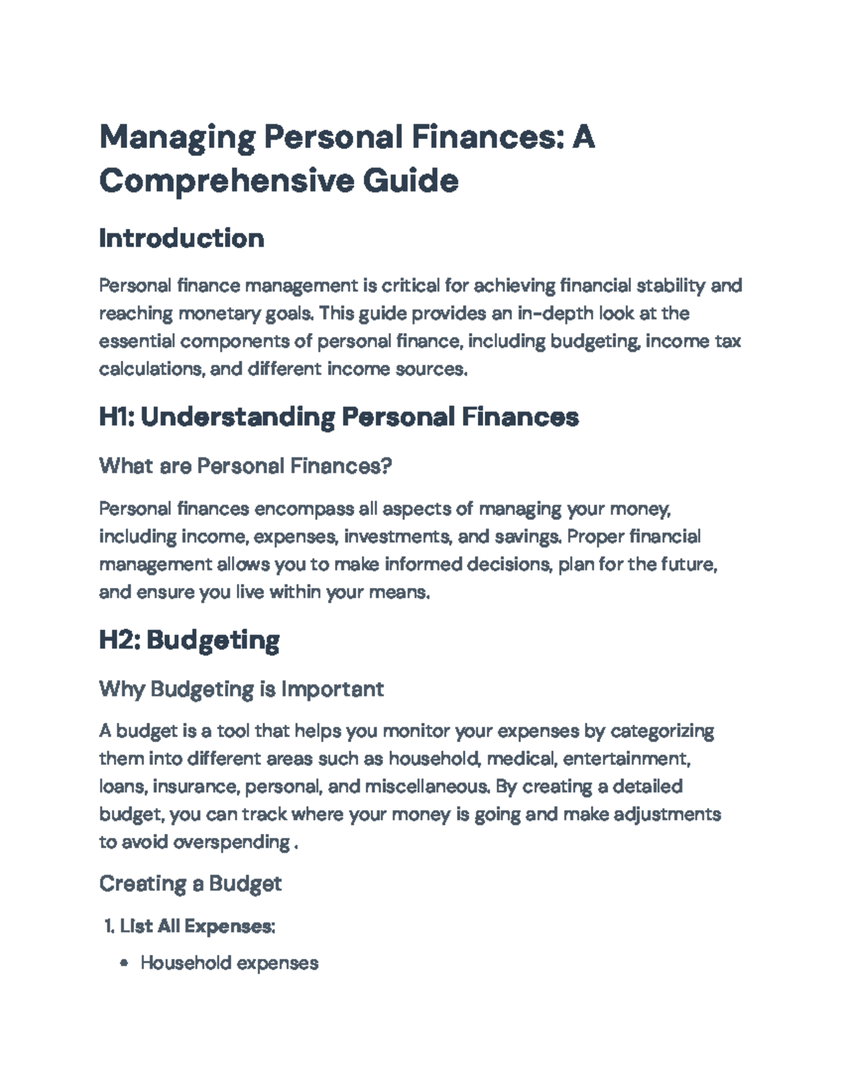 Managing Personal Finances: A Comprehensive Guide to Budgeting and ...