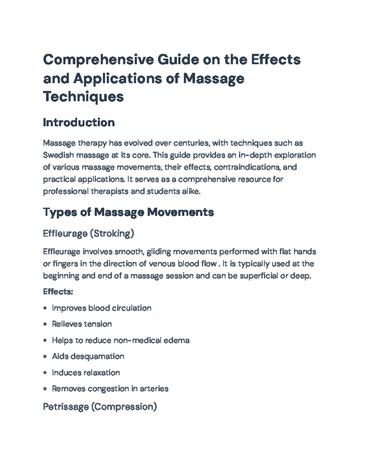 Comprehensive Guide to Massage Techniques and Their Effects ...